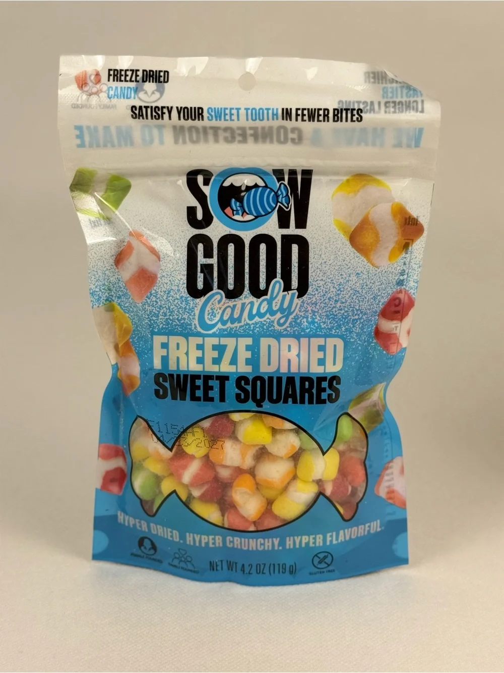 Sow Good Freeze Dried Candy Lot of 3 Sweet Squares & Caramel Crunch